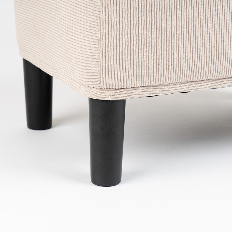 Beige Cord Foot Stool with Black Legs